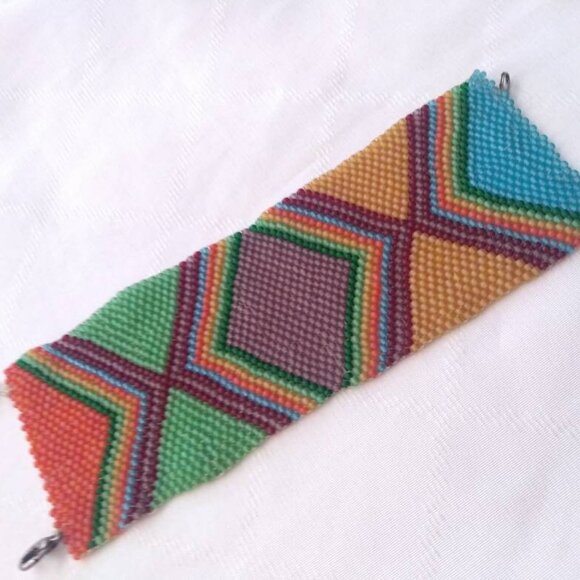 Wide Hand Beaded Vintage Bracelet Jewelry Woman Man Child Kid Accessories - Picture 4 of 10